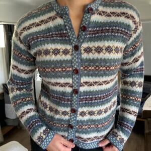 Vintage Gallagher Shetland Wool Fair Isle Cardigan Large